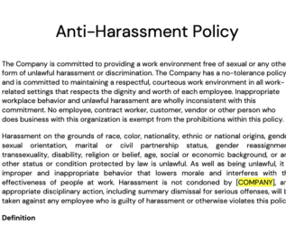 Anti-Harassment Policy Template